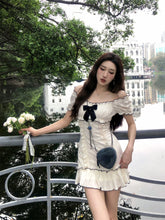 Voguable 2024 Summer Woman Short Sleeve Y2k Mini Dress Party Slim Sweet Bow Dress Casual Outwear One Piece Dress Korean Fashion Chic voguable