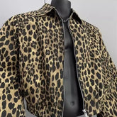 American Retro Leopard Print Jacket Men's Korean Style Style High-end Handsome Short Jacket Trendy High Street Style Denim Top voguable