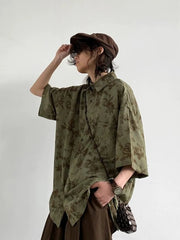 Harajuku Y2K Shirt Women Loose Vintage Print Streeetwear Blouse Oversize Half Sleeve Female Casual Retro Japan Bf Tops New voguable
