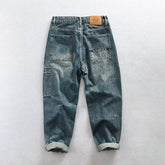 Voguable Spring Autumn New Cotton Retro Washed Jeans Men Clothing Casual Loose Straight Men Trousers voguable