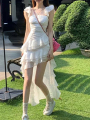 Voguable Summer Sexy Y2k Vintage Mini Dress Women Irregular Korean Fashion Casual One Piece Dress Female Tierred Elegant Chic Clothes New voguable