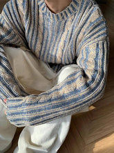 Trendy Striped Twists Knitted Sweaters 2024 Autumn Y2k Men Loose O Neck Long Sleeve Knit Pullover Vintage Warm Sweater Jumpers voguable