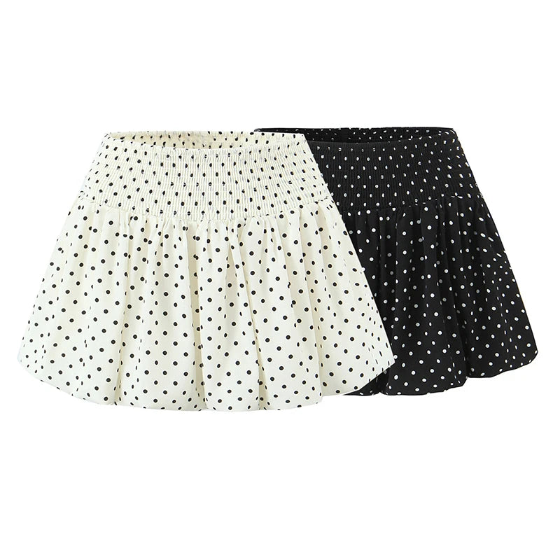 American Retro Elastic Waist Polka Dot Mini Skirt Women Holiday Summer Short Bud Skirts Y2K New voguable