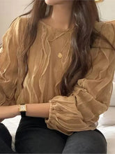 Voguable Spring Pullover Long Sleeve Tops Women Loose Pleated Irregular Patchwork Fashion Ladies Cropped Blouses Korean Style Woman Tops voguable