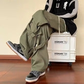 Voguable Green Cargo Pants Men Oversize Zipper Black Cargo Trousers Male Streetwear Hip Hop Pocket Spring Loose Casual Workwear voguable
