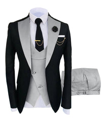 Voguable Formal Elegant Men Suit Slim Fit 3 Piece Blazer Vest Pants Sets Tuxedo Set for Wedding Notched Lapel Men Suit voguable