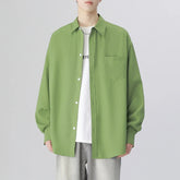 6 Colors Men's Baggy Long Sleeve Shirt Fashion Korean Lapel Coat Tops Youth Casual Classic Simple Male Clothes Trendy Brand voguable