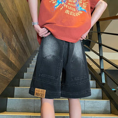 Voguable Stylish High Street Original Personality Denim Shorts Jeans Men's Summer Fashion Casual Denim Five-pointed Pants voguable