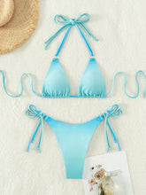 Voguable Sexy Micro Bikini 2024 Women Pink Gradient Push Up Bikinis Sets Biquini Ribbed Bathing Suit Tie Side Triangle Swimwear Beachwear voguable