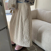 Japanese Style Long Skirt Women Vintage Harajuku Thick Skirt Autumn Winter Solid Streetwear A-line Skirts Aesthetics voguable