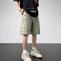 Voguable Men Five-point Ripped Summer Thin Style Wear New Versatile Loose Denim Shorts voguable