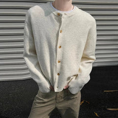 New American Style Men Cardigan Luxury Knitted Button-down Solid Color Long Sleeve Sweater Jacket Casual High Quality Knitwear voguable