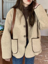 Voguable Faux Fur Lambswool Coat Women Korean Fashion Vintage Short Jacket Ladies Autumn Winter Casual Long Sleeve Single Breasted Coats voguable