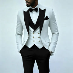 Voguable New Solid Suits for Men Slim Fit Groom Wedding Suits Tuxedo Best Man Blazer Vest Pants 3 Pieces Fashion Marriage voguable