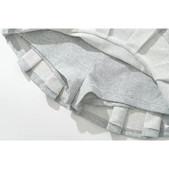 Voguable Women Gray Low Waist Pleated Mini Skirt voguable