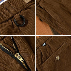 Voguable Autumn New 100% Cotton Corduroy Pants Men Clothing Casual Cargo Men Zipper Joggers Men Trousers voguable