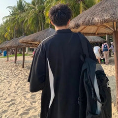 American Retro Short Sleeved Y2k Motorcycle Style Polo Collar Simple Versatile Loose Vintage Summer Couple T-shirt Casual Top voguable