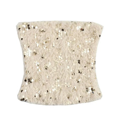 UNIZERA 2023 Winter New Product Women's Fashion and Casual Versatile Bra, Bead, and Feather Short Top voguable