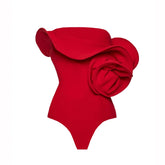 Red Flower One Piece Swimsuit Women Swimwear Bikini Luxury Designer High Waist Biquini Female Swim Suits Bodysuit Beachwear voguable