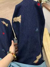 Voguable Women Fashion Puppy Embroidery Wide Leag Jeans High Waisted Loose Straight Denim Pants Spring Autumn Chic Lady Long Trousers voguable