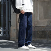 Voguable Autumn Cotton Casual Pants Men Fashion 3 Color Straight Pants Men Japanese Streetwear Loose Wide Leg Pants Men Trousers M-2XL voguable