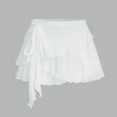 Skirts Fashion Korean Plain Lace-Up Mini High Waist A-Line Dating Skirts for Women voguable