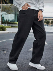 Voguable Men's Straight Jeans - Relaxed Fit with Great Drape, Tummy & Slimming Dark Grey Wash voguable