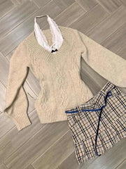 Sexy Elegant V-neck Knitted Pullover Women Black Y2k Fashion Long Sleeve Sweaters Simple Casual Slim Aesthetics Tops voguable