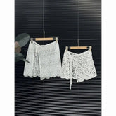 Voguable Slim Short Korea Chic Mesh Fart Curtain Lace Up All-match French Hot Sell Skirt Exquisite Literary Hollow Out New Faldas voguable