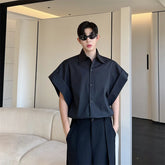 Voguable Niche Design Stylish Plain Short Sleeved Shirts Original Fashion Elegant Handsome Korean Men's Tops voguable