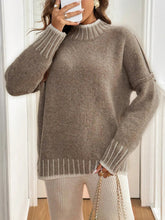 Women's High Neck Pullover Knitted Sweater Autumn Winter Simple Style Warm Cozy Top for Ladies voguable