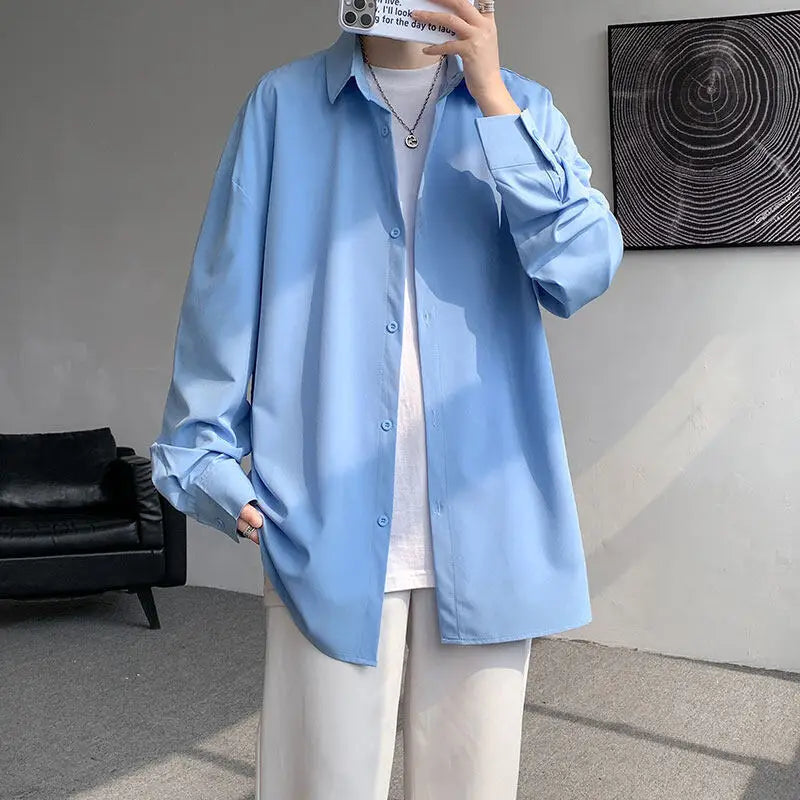 Long Sleeved Shirt Men Fashion Black Dress Shirt Men Korean Loose Casual White Shirt Mens Office Formal Shirt Large Size 4XL voguable