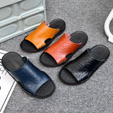 Voguable Summer Luxury Men's Slippers Fashionable Street Style Flat Bottom Anti Slip Beach Sandals Casual Home Outdoor Fishing Slippers voguable