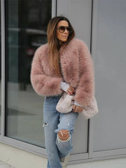 Women's Imitation Mink Fur Short Jacket 2024 New Winter Warm Faux Fur Coat Fashion Female Streetwear Outwear voguable