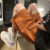 Fashion Elastic Lace Up Seersucker Thin Ice Silk Black Pink Quick-drying Breathable Shorts Casual Beach Shorts Pants Clothes voguable