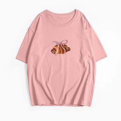 Bow And Horn Print White Summer T-shirt 2025 New Short Sleeve O-neck All-match Women Tee Top Streetwear Fashion Woman Clothing voguable