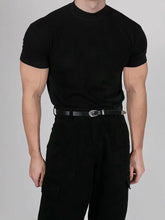 Voguable Cooling Ice Silk Knitted Short Sleeve Shirt Tight Fit High Collar Breathable Lightweight Summer T-Shirt for Men voguable