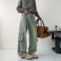 Black Baggy Jeans Men Fashion Retro Pocket Jeans Men Trousers Streetwear Hip-hop Loose Wide Leg Jeans Mens Denim Cargo Pants voguable