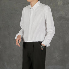 New Naples Business Men Shirts Light Luxury Textured Lapel Striped Long Sleeve Cardigan Leisure Premium Commuter Blouse S-4XL voguable