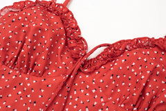 Fashion Lady Red Polka-dot Dress Sexy Spice Girl Suspender Floral Dress Summer New Women Sleeveless A-line Dresses voguable