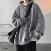 Voguable Winter Hooded Sweater Men Warm Fashion Casual Knit Pullover Men Korean Grey Black Loose Long Sleeve Sweater Men Jumper Clothes voguable