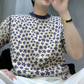 Voguable Men's Floral Print Crew Neck Short Sleeve T-shirt Casual Loose Summer Tee Tops voguable