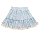 Voguable 2024 Women Y2k Aesthetic Bow Short Skirts Blue Plaid Kawaii Lolita Mini Skirt Harajuku Japanese Preppy Style Pleated Fairy Skirt voguable