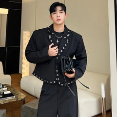 Voguable 2024 Spring Trendy New Buttoned Decorate Design Blazer Coat Men's Stylish Luxury Design Short High Street Jacket voguable