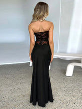 Lace See Through Strapless Sexy Maxi Dress Women Black Off-shoulder Backless Sleeveless Bodycon High Waist Long Dress voguable