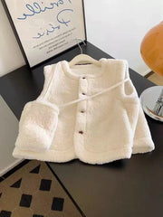Faux Lamb Fur Vest Women Fashion Patchwork Loose Casual Camis Autumn Korean Single Breasted Sleeveless Plush Cardigan Ladies voguable