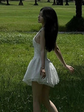 White Lace Embroidery Halter Neck Dress 2025 New Summer Sleeveless Backless Sexy A-Line Dresses Women Slim Party Dress voguable