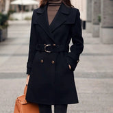 Voguable Double-Sided Woolen Jacket Women Overcoat Loose Belt Double-Breasted Casual Wool Coat New Autumn Winter Woolen Windbreaker voguable