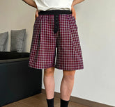 Men Shorts Plaid Oversize Summer 2025 Vintage Casual Men Bottoms Elastic Waist Vacation Male Shorts S-5XL Streetwear voguable