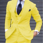Voguable Men's 3-Piece Slim Fit Tuxedo Suits for Wedding Peaked Lapel Groomsmen Blazer Pant Vest Set Business Dress Code voguable